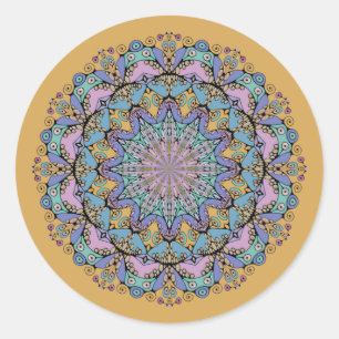 Hand Painting Mandala Clock Face 3 Classic Round Sticker