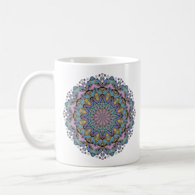 Hand Painting Mandala Clock Face 3 Coffee Mug (Left)