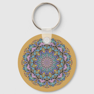 Hand Painting Mandala Clock Face 3 Key Ring