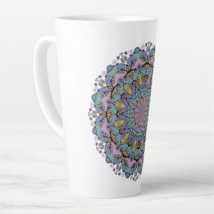 Hand Painting Mandala Clock Face 3 Latte Mug