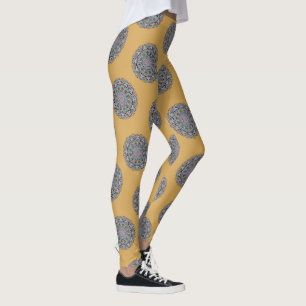 Hand Painting Mandala Clock Face 3 Leggings