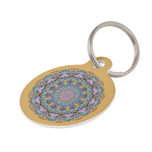 Hand Painting Mandala Clock Face 3 Pet Tag