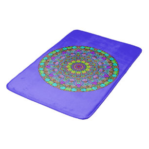 Hand Painting Mandala Clock Face 4 Bath Mat