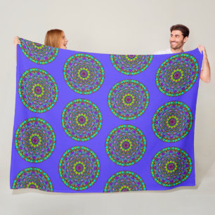 Hand Painting Mandala Clock Face 4 Fleece Blanket