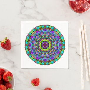 Hand Painting Mandala Clock Face 4 Napkin