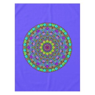 Hand Painting Mandala Clock Face 4 Tablecloth