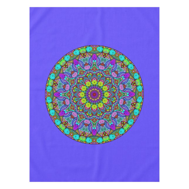 Hand Painting Mandala Clock Face 4 Tablecloth (Front)
