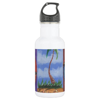 Hand paintings beach, sand, crabs, sail boat 532 ml water bottle