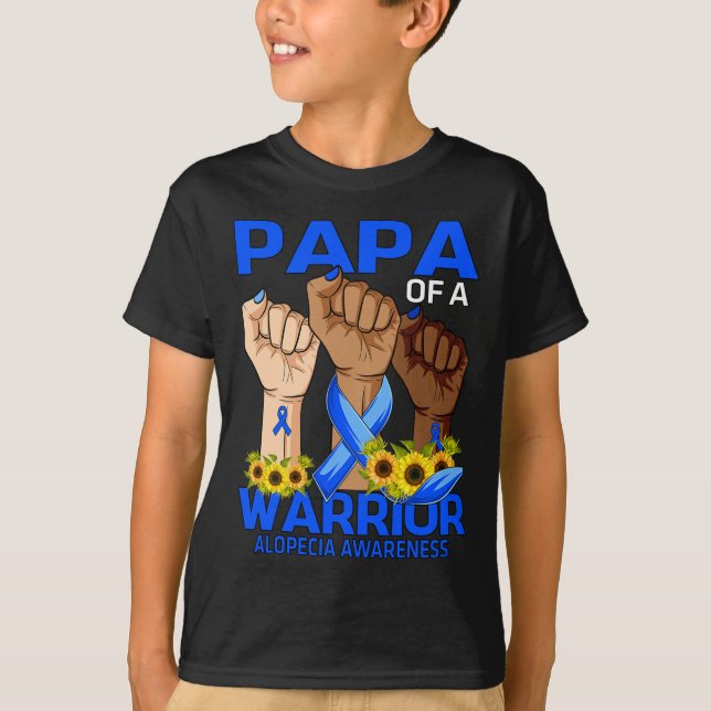 Hand Papa Of A Warrior Alopecia Awareness Sunflowe T-Shirt (Front)