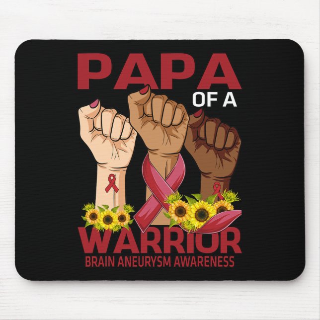 Hand Papa Of A Warrior Brain Aneurysm Awareness Su Mouse Pad (Front)