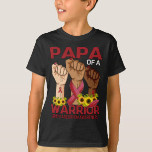 Hand Papa Of A Warrior Brain Aneurysm Awareness Su T-Shirt