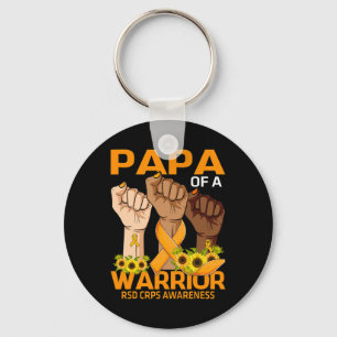 Hand Papa Of A Warrior RSD CRPS Awareness Sunflowe Key Ring