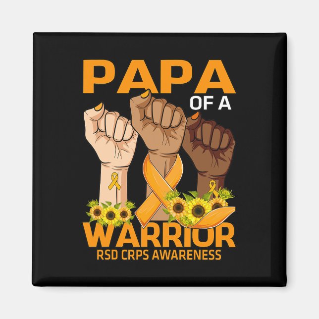 Hand Papa Of A Warrior RSD CRPS Awareness Sunflowe Magnet (Front)