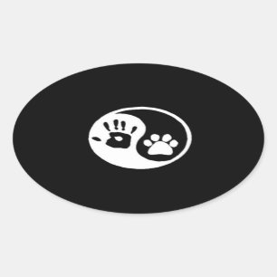Hand/Paw Yin-Yang Symbol Oval Sticker