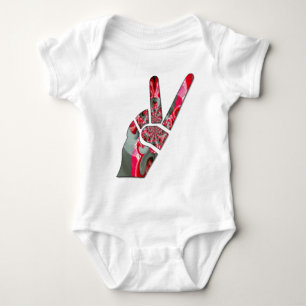 Hand peace sign baby bodysuit
