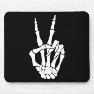 Hand Peace Sign Bone Halloween Pocket Skeleton  Mouse Pad