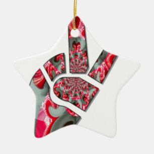 Hand peace sign ceramic ornament