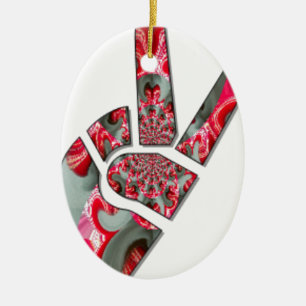 Hand peace sign ceramic tree decoration