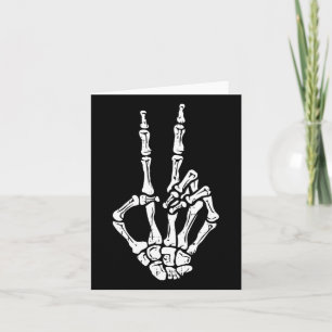 Hand Peace Sign Halloween Costume Bones Card