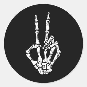 Hand Peace Sign Halloween Costume Bones Classic Round Sticker