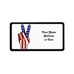 Hand Peace Sign - Red White & Blue Label