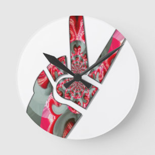 Hand peace sign round clock