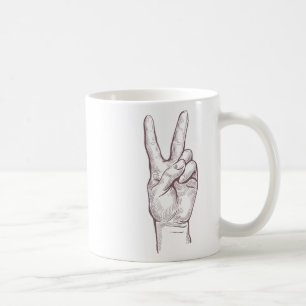 Hand Peace Sign Victory Women Peace Coffee Mug