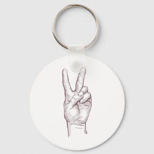 Hand Peace Sign Victory Women Peace Key Ring
