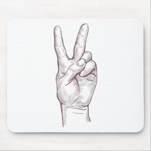 Hand Peace Sign Victory Women Peace Mouse Pad