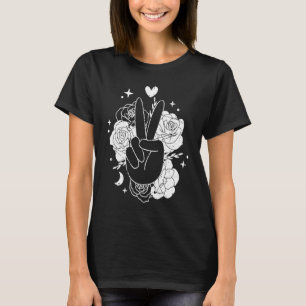 Hand Peace Sign with Flower Love Kindness Freedom  T-Shirt