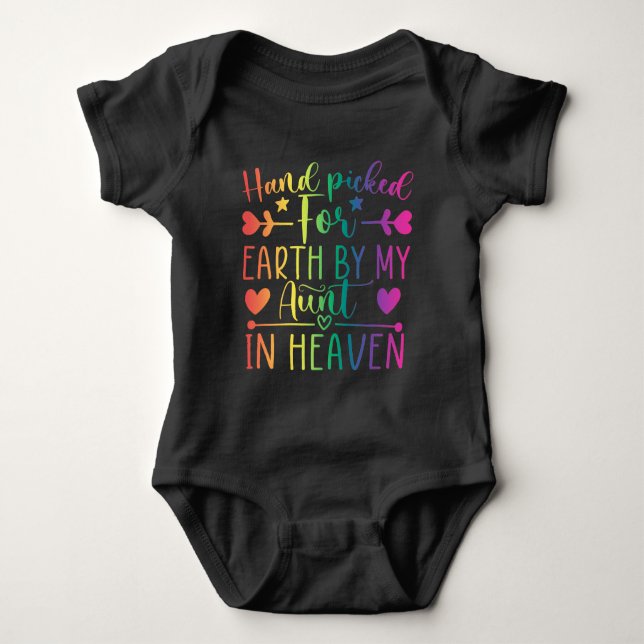 Hand Picked For Earth By My Aunt In Heaven Baby Bodysuit (Front)
