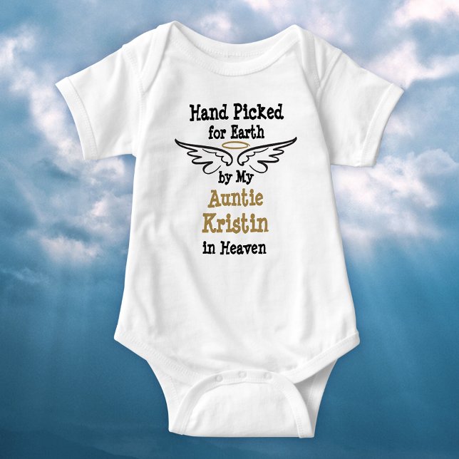 Hand Picked for Earth by My ... with Halo Baby Bodysuit (Personalize and honour the memory of any loved one in Heaven. )