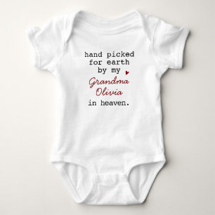 Hand Picked For Earth Grandma In Heaven Custom Baby Bodysuit