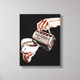 hand pouring coffee digital art painting canvas print