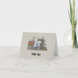 Hand Powered Sewing Machine Thank You Card