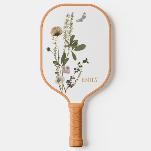 Hand Pressed Floral Pickleball Paddle (Front)