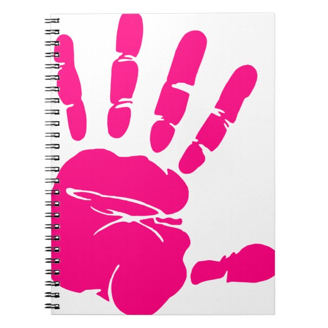 Hand print pink paint art palm notebook (Front)