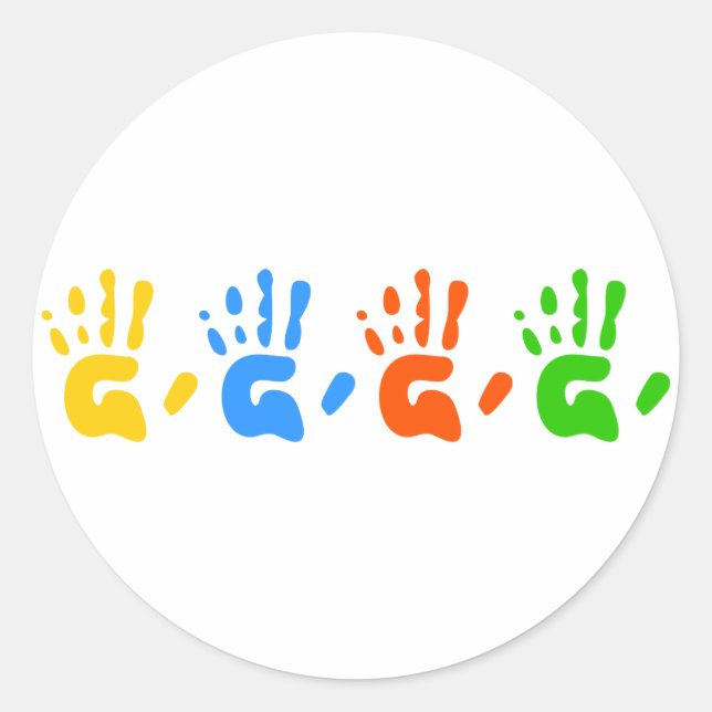Hand Prints Classic Round Sticker (Front)