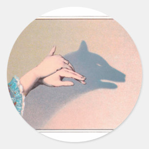 Hand Puppets Wolf Victorian Vintage Chiaroscuro Classic Round Sticker