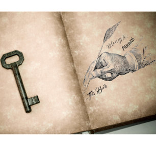 Hand Quill Writing   Ownership Ink Stamp