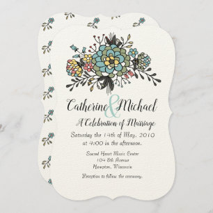 Hand Rendered Floral Bouquet Invitation