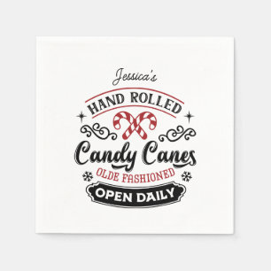 Hand Rolled Candy Cane Farmhouse Napkin