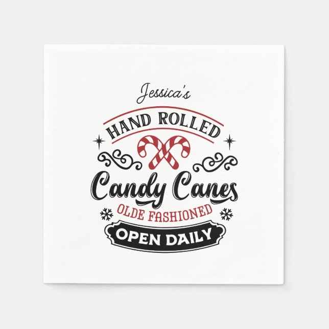 Hand Rolled Candy Cane | Farmhouse Napkin (Front)