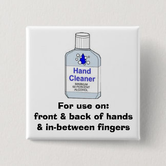 Hand Sanitizer Directions 15 Cm Square Badge
