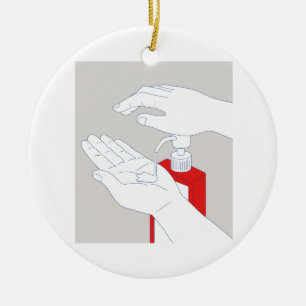 Hand Sanitizer Monoline Ceramic Tree Decoration