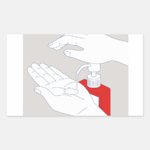 Hand Sanitizer Monoline Rectangular Sticker