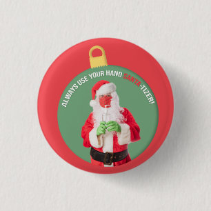 Hand SANTA-tizer Santa Claus 2020 3 Cm Round Badge