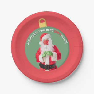 Hand SANTA-tizer Santa Claus 2020 Paper Plate