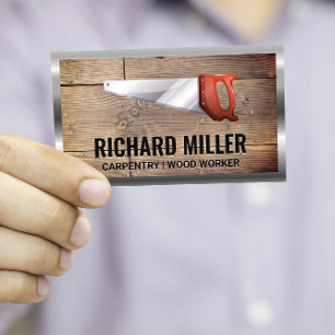 Hand Saw Wooden Boards Carpenter Business Card