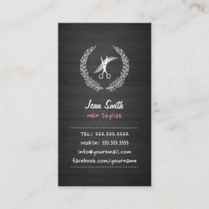 Hand Script Dark Wood Hair Stylist Business Card
